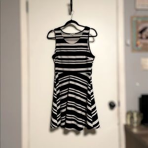 Stripped black and white A-Line Dress